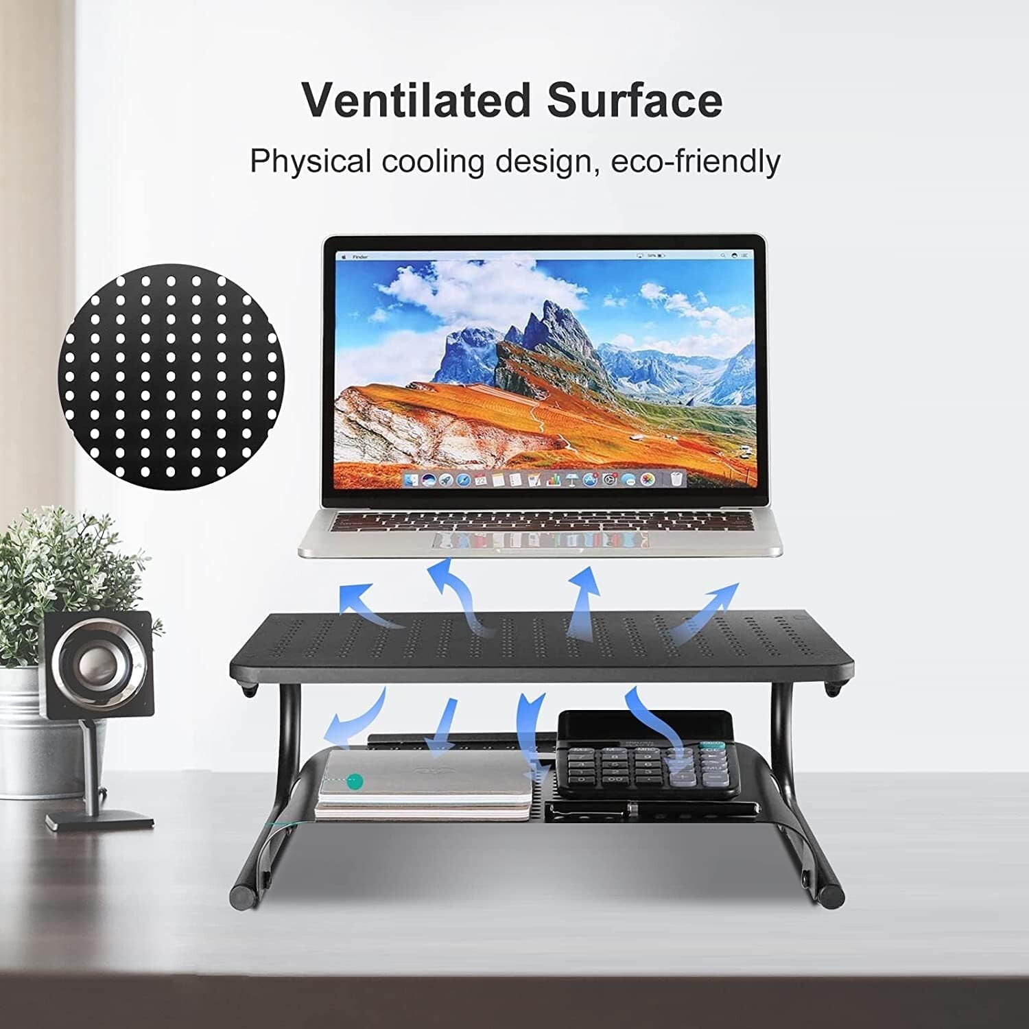 Multi-Functional Desk Riser - Double-Layer Steel Stand with 44.1 lbs Capacity