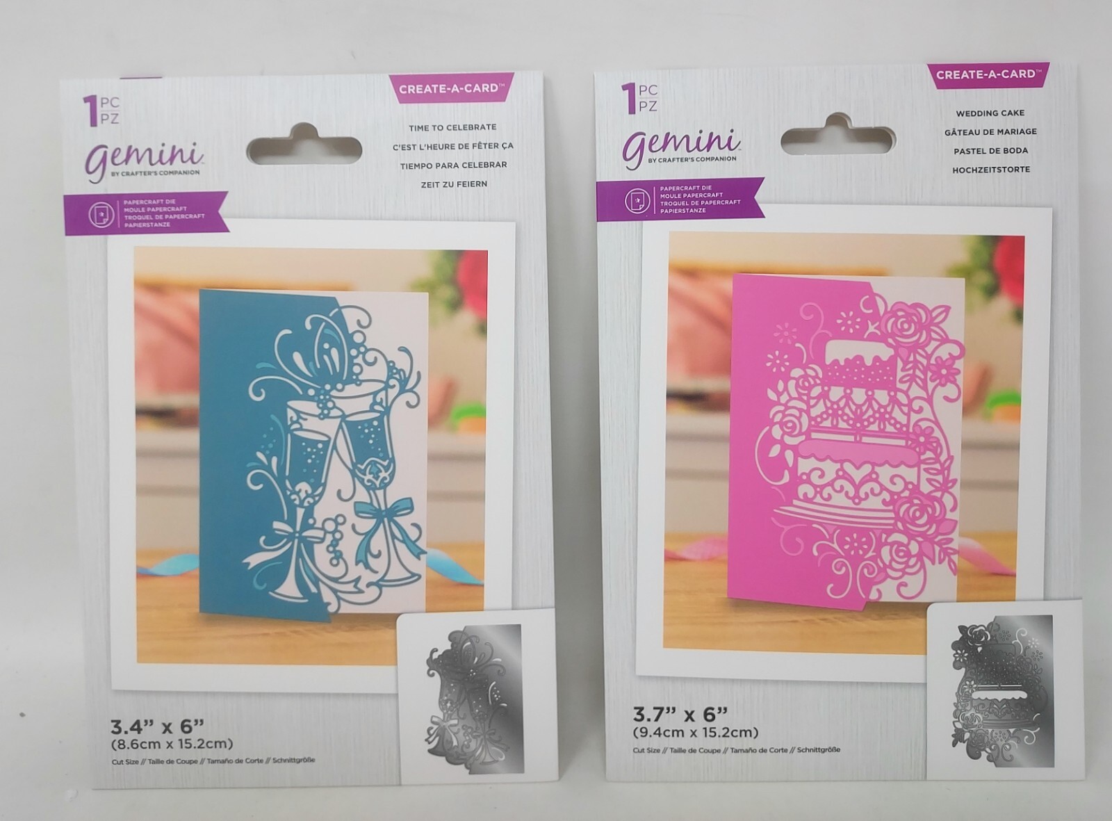 Crafter's Companion 2 Sets 4x6 Dies CELEBRATE 765340 Champagne Toast,Tiered Cake