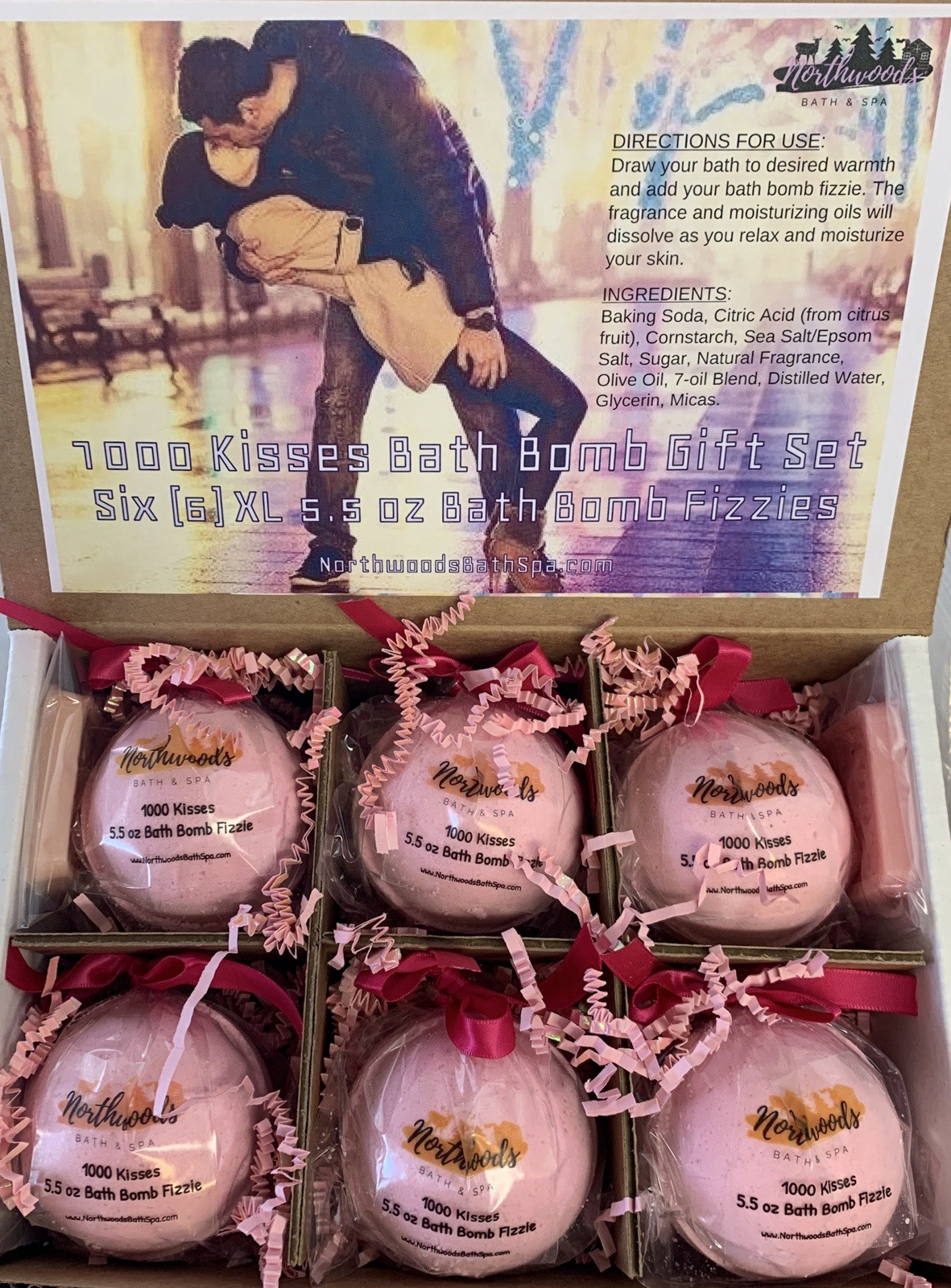 1000 Kisses 6-pack XL 5.5 oz Bath Bomb Gift Set