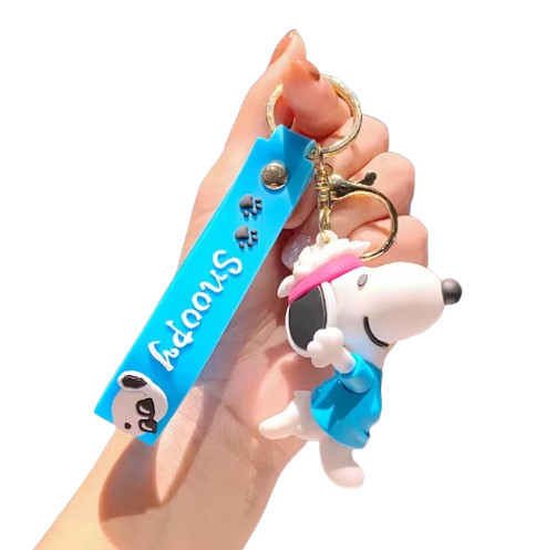 Kawaii Dog Pet Dance Purse Key Fob Charm Pendant Car Metal Clip Anime KeyChain