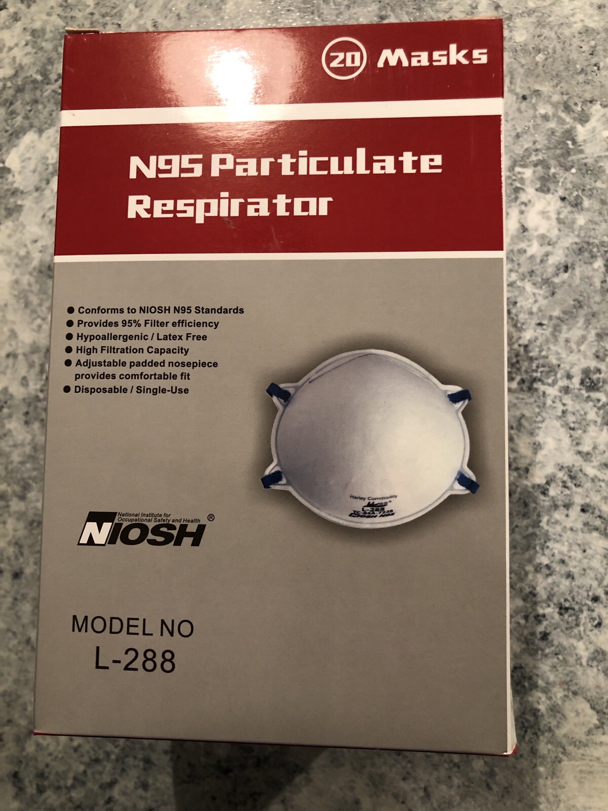 20 Pack N95 Harley L-288 Cup-type masks Free Shippimg!