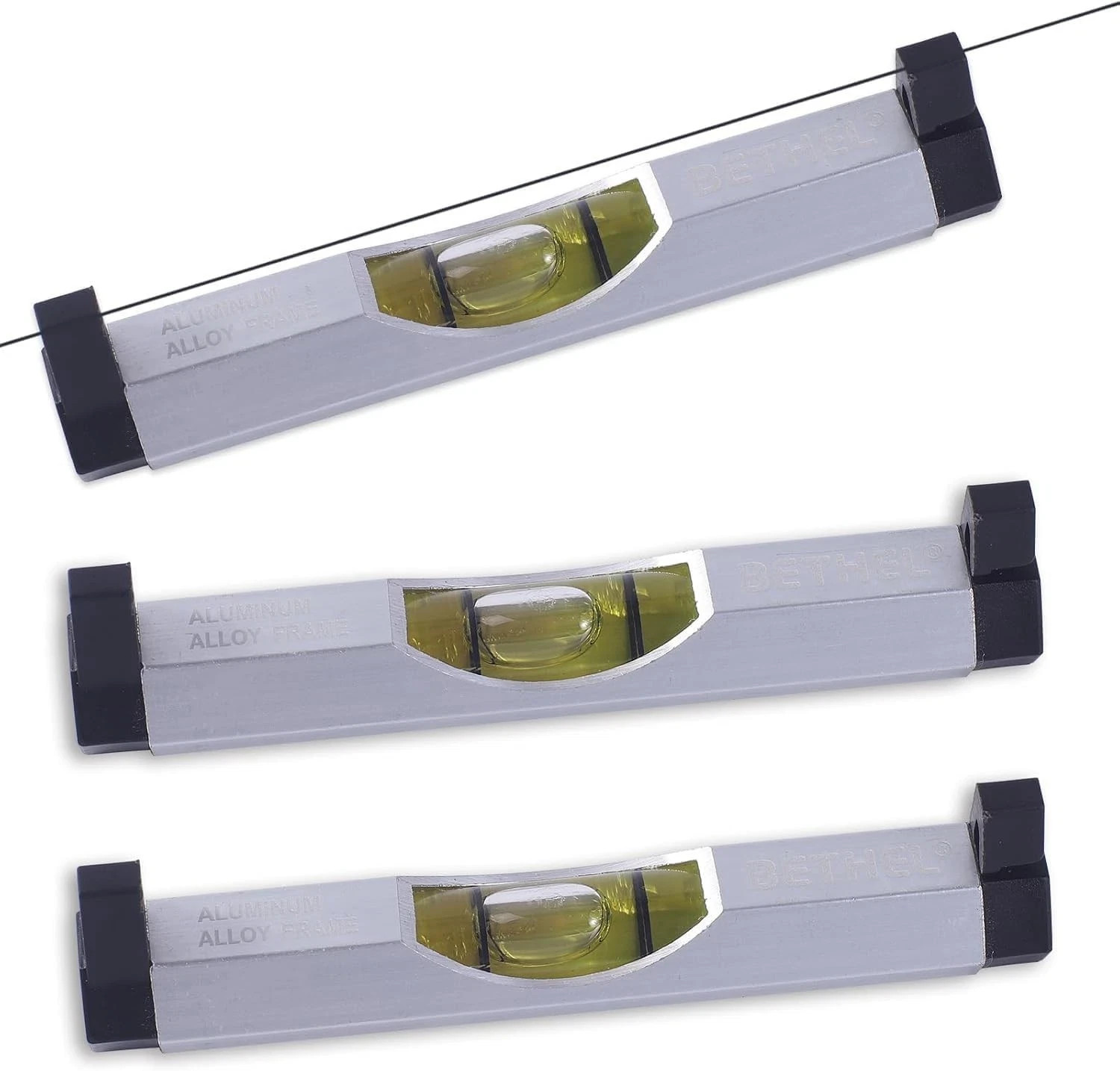 BETHEL 3 Pack Bubble Line Level String Tool, Aluminum Mini Level