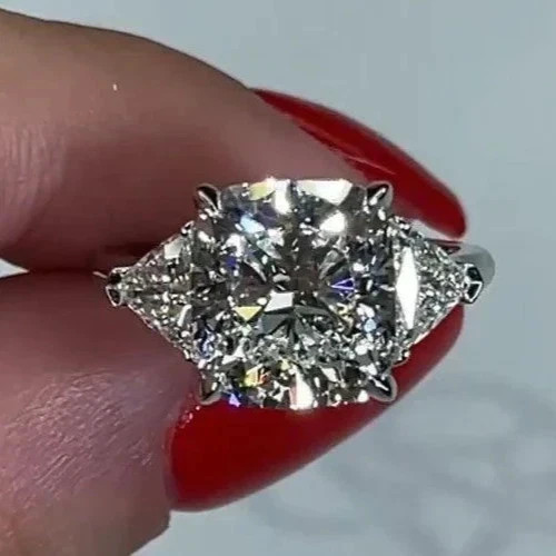 4.60 Ct Cushion-Cut VS1 Lab Grown Diamond Solitaire Wedding Ring 14K White Gold