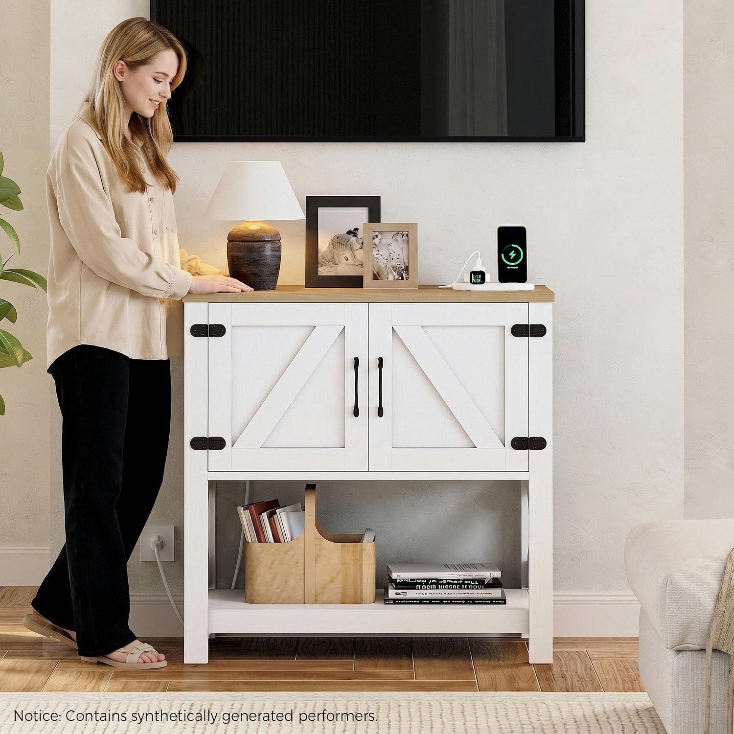 Console Table with Storage Cabinet 32" Entryway Table with Outlet