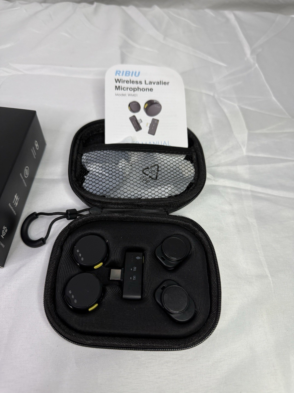 RIBIU Wireless Lavalier Microphone for iPhone/Android/PC Noise Cancellation
