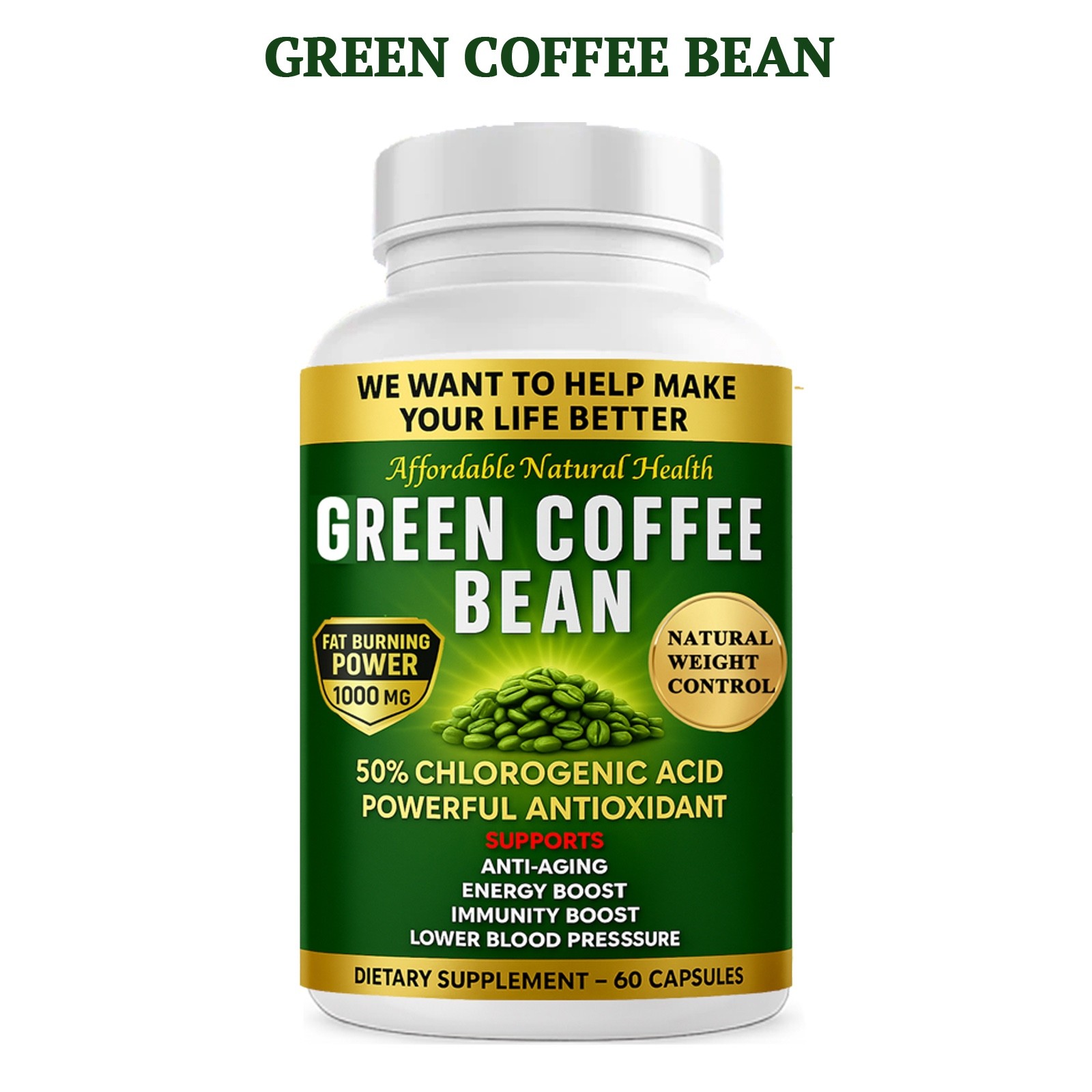 Green Coffee Bean Extract Weight Management All Natural 50.6% chlorogenic acid