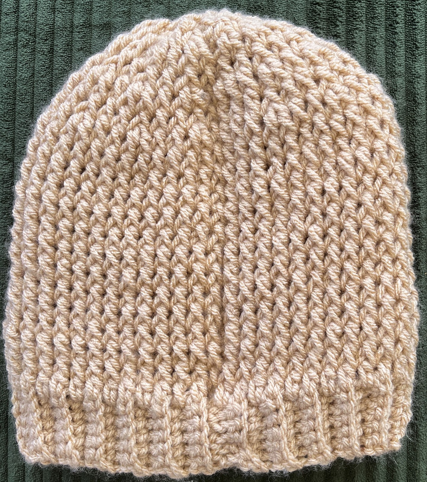 Handmade Crochet Beige VALENTINE's DAY GIFT Beanie For Unisex Teens L-9"