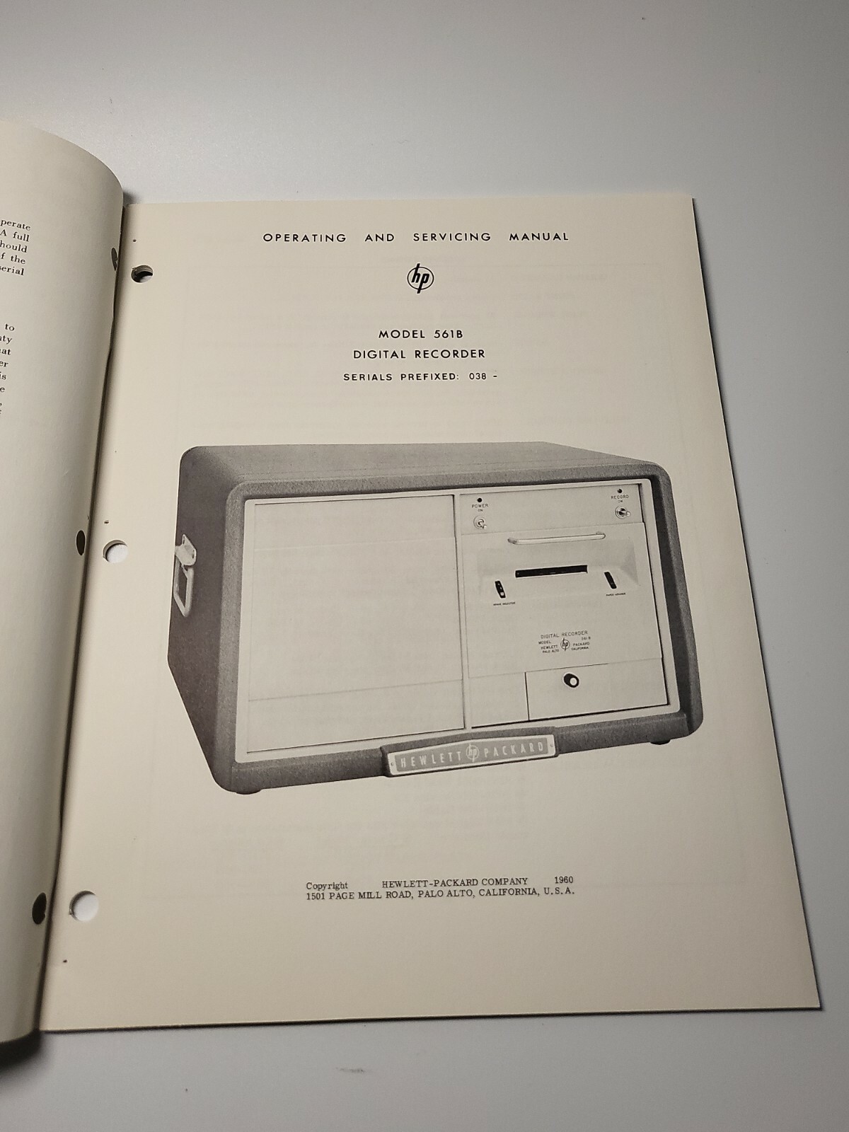 HP 561B Digital Recorder ~ Operating & Servicing Manual