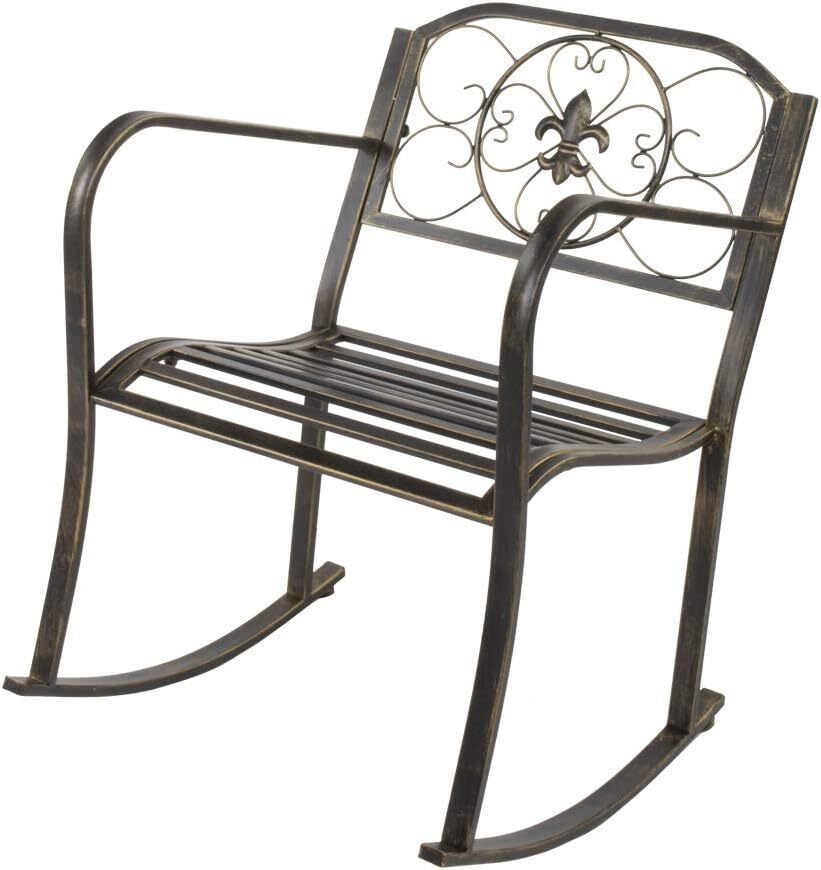 Outdoor Rocking Chair, Heavy Duty 660 LBS Wrought Cast Iron Rocker Chair Porch