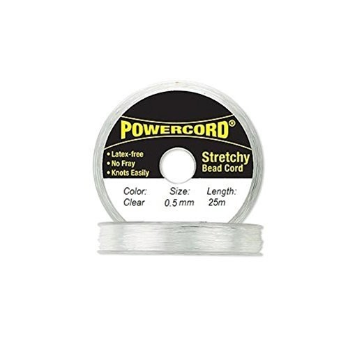 Powercord Elastic Cord Clear 0.5mm Diameter 27.3 Yards / 25 Meters Stretchy