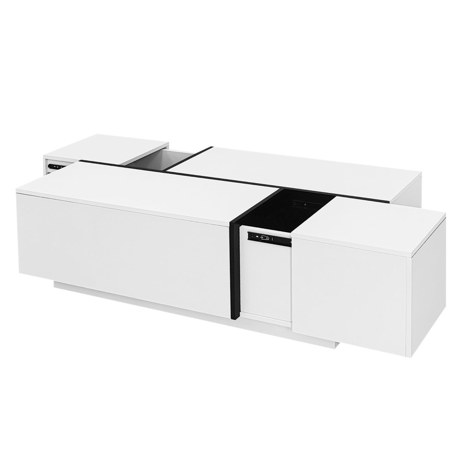 Modern Coffee Table Side End Table Extendable Sliding Top w/ Hidden Storage