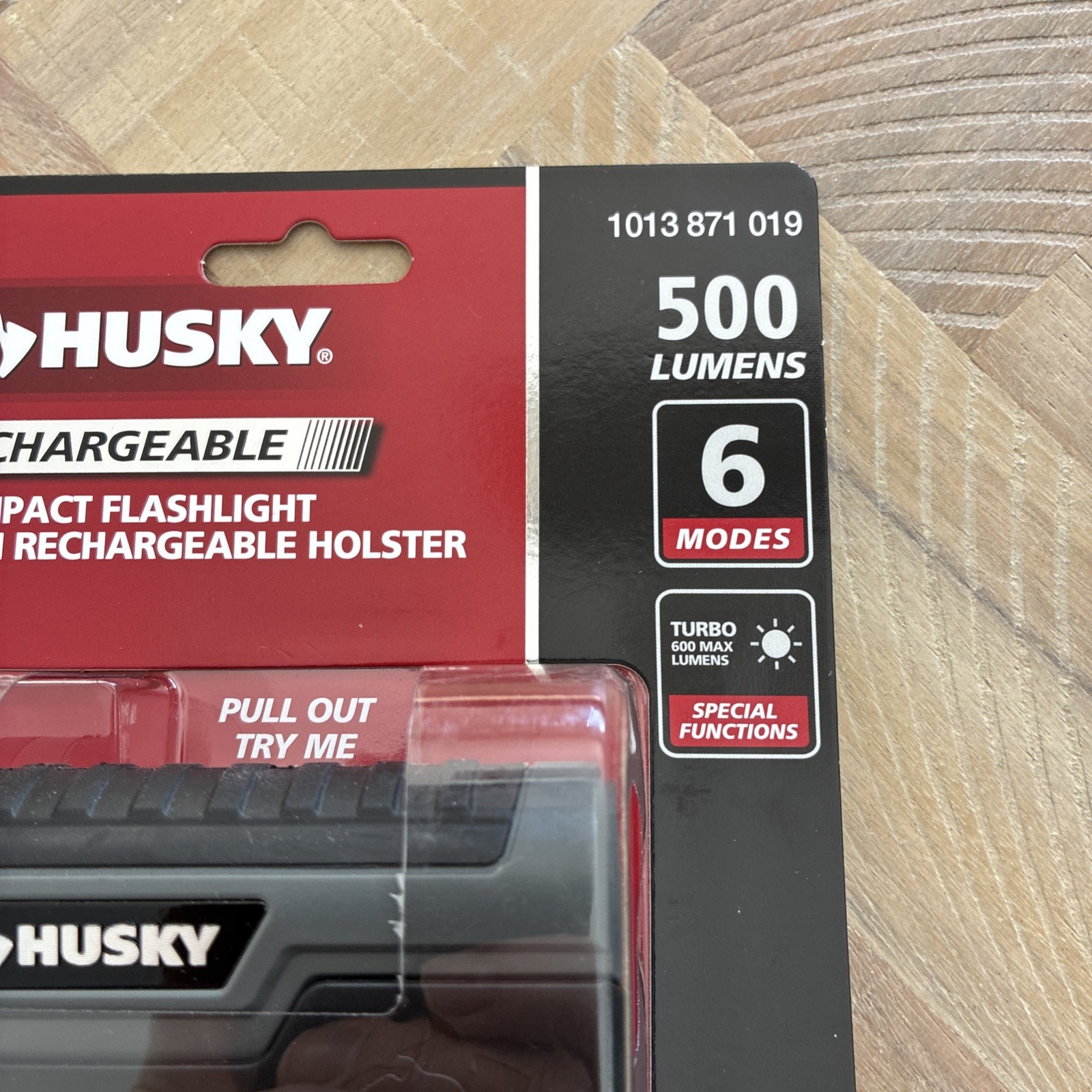 Husky 500 Lumens LED Compact Flashlight W/ Rechargeable Holster, 6 Modes USB-C