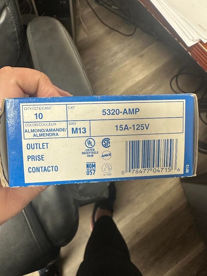 NEW Leviton Residential Almond Duplex Receptacle Outlets 5-15R 15A 125V 5320-AMP