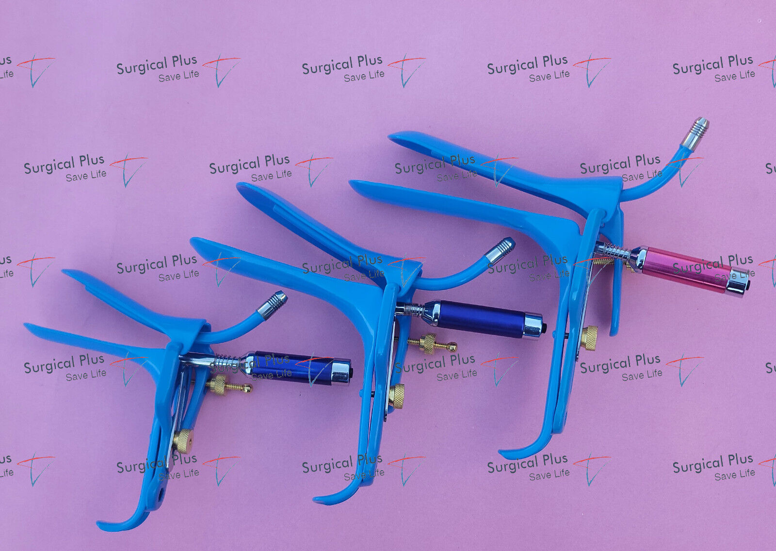 Graves Vaginal Speculum With Light Source S,M,L Blue Nylon Coating Gynecology