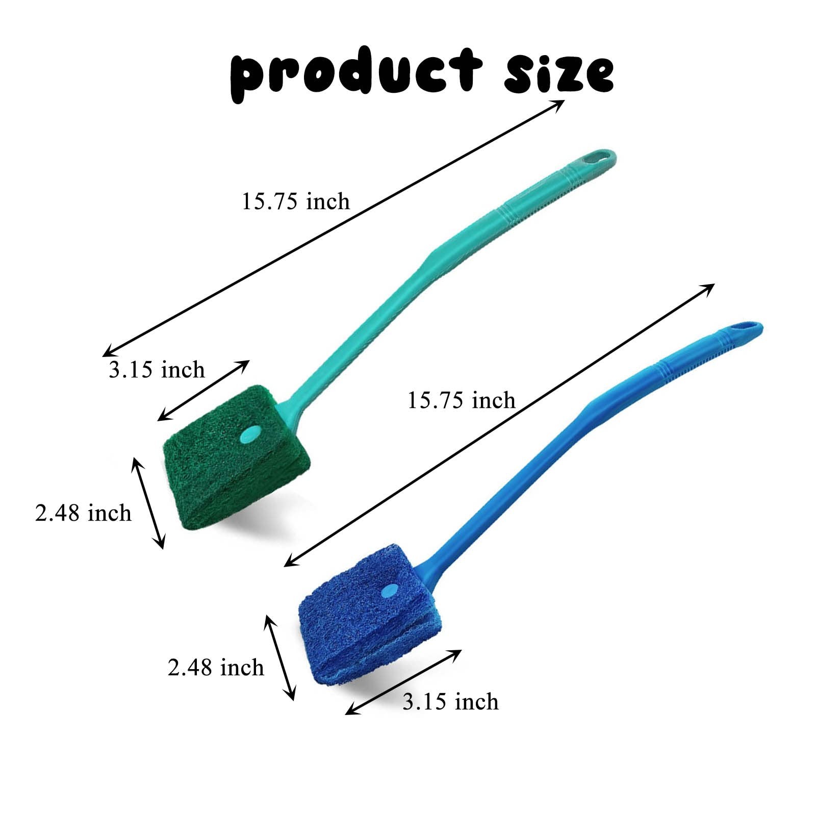 2PCS Aquarium Cleaning Brush – Double-Sided Sponge Scrubber w/ Long Handle