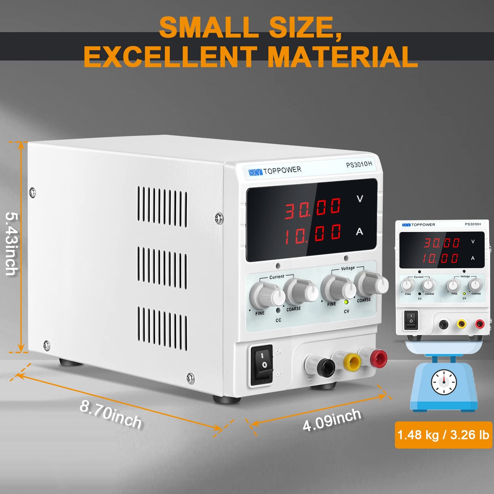 DC Power Supply Variable, 30V 10A Adjustable Switching Regulated DC Bench Lab