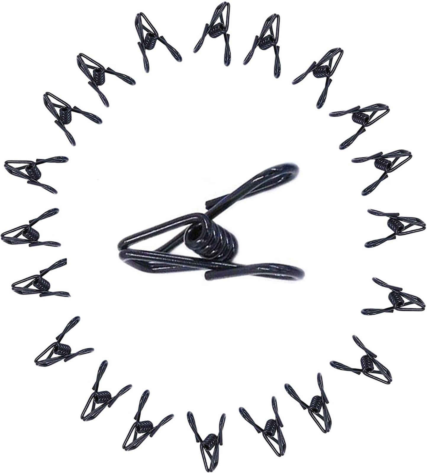 20 Pcs Black Clips, 2 Inch PVC Coating High Elasticity Strength
