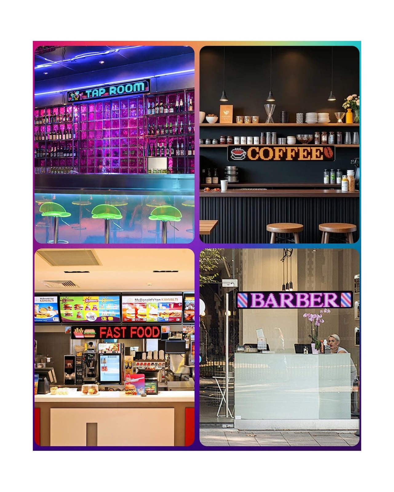 52"*7.5" Large Programmable Soft LED Sign, Flexible Easy Install,Pre-Made Ani...