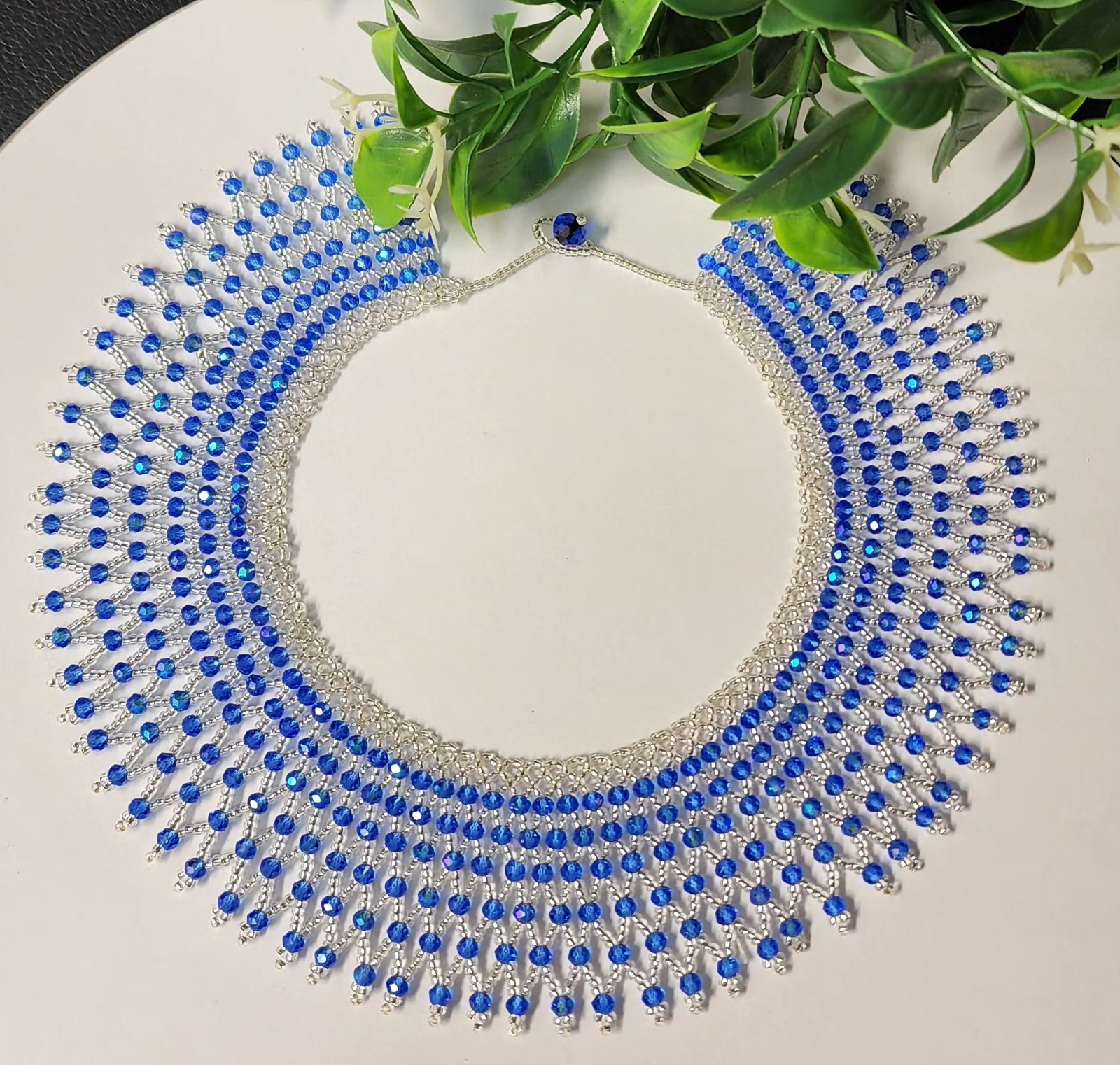 Blue Elegant See Beads Necklace