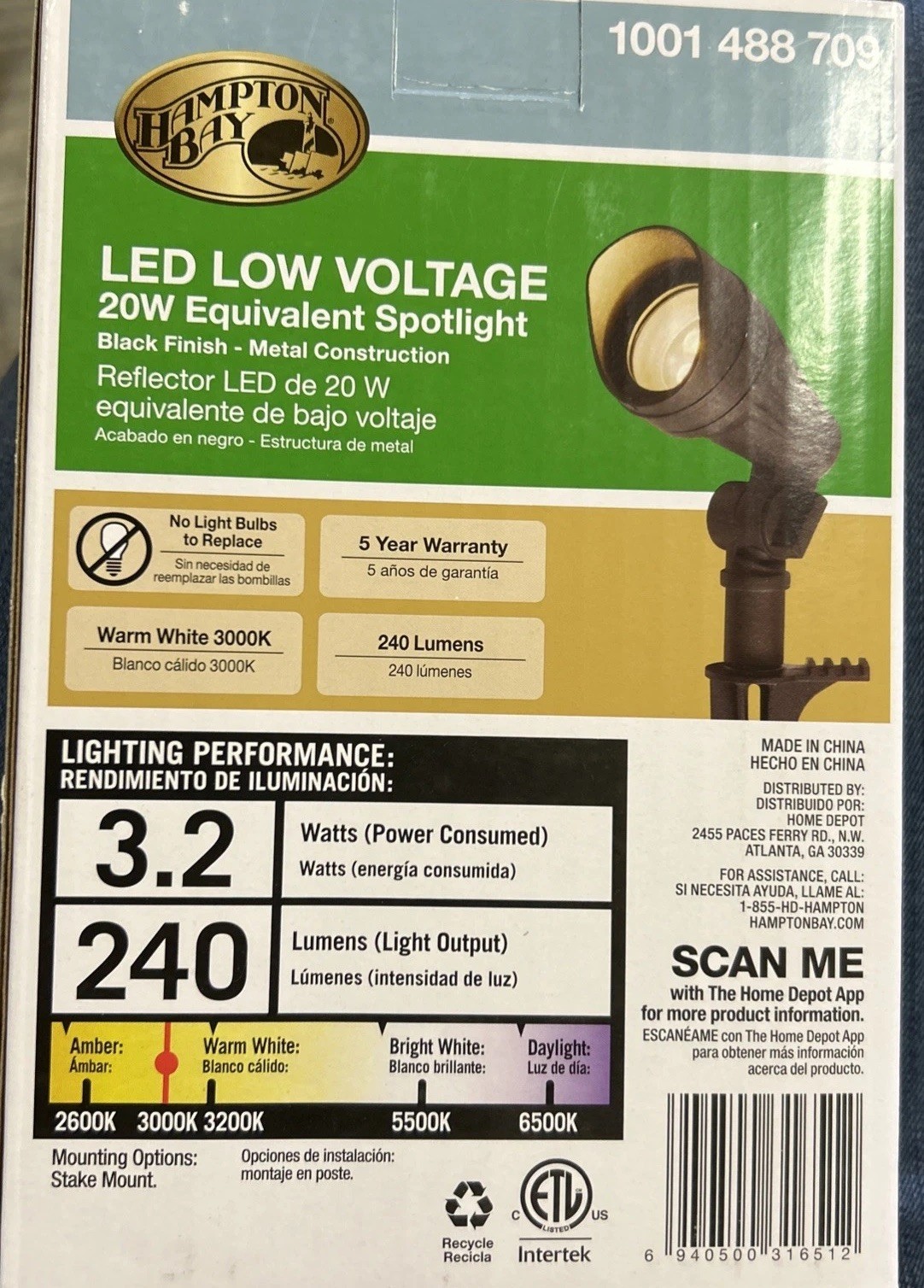 20-Watt Equivalent Low Voltage Black Integrated LED Outdoor Landscape Spot Light