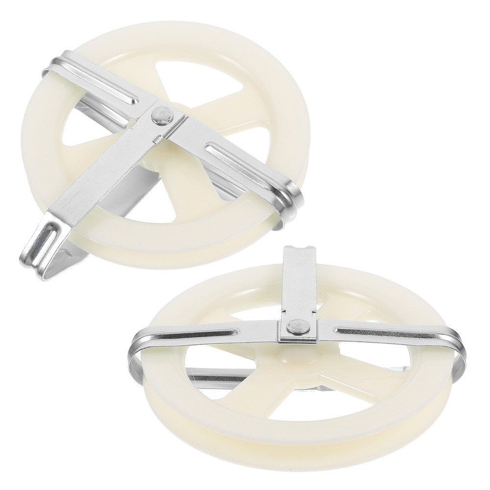 2 Pcs Clothes Line Wheel Hanging String Pulley Drying Rope Clotheslines