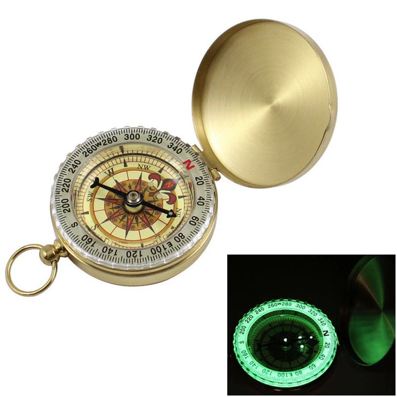 Pocket Brass Watch Style Military Army Luminous Compass Outdoor Camping Hiking