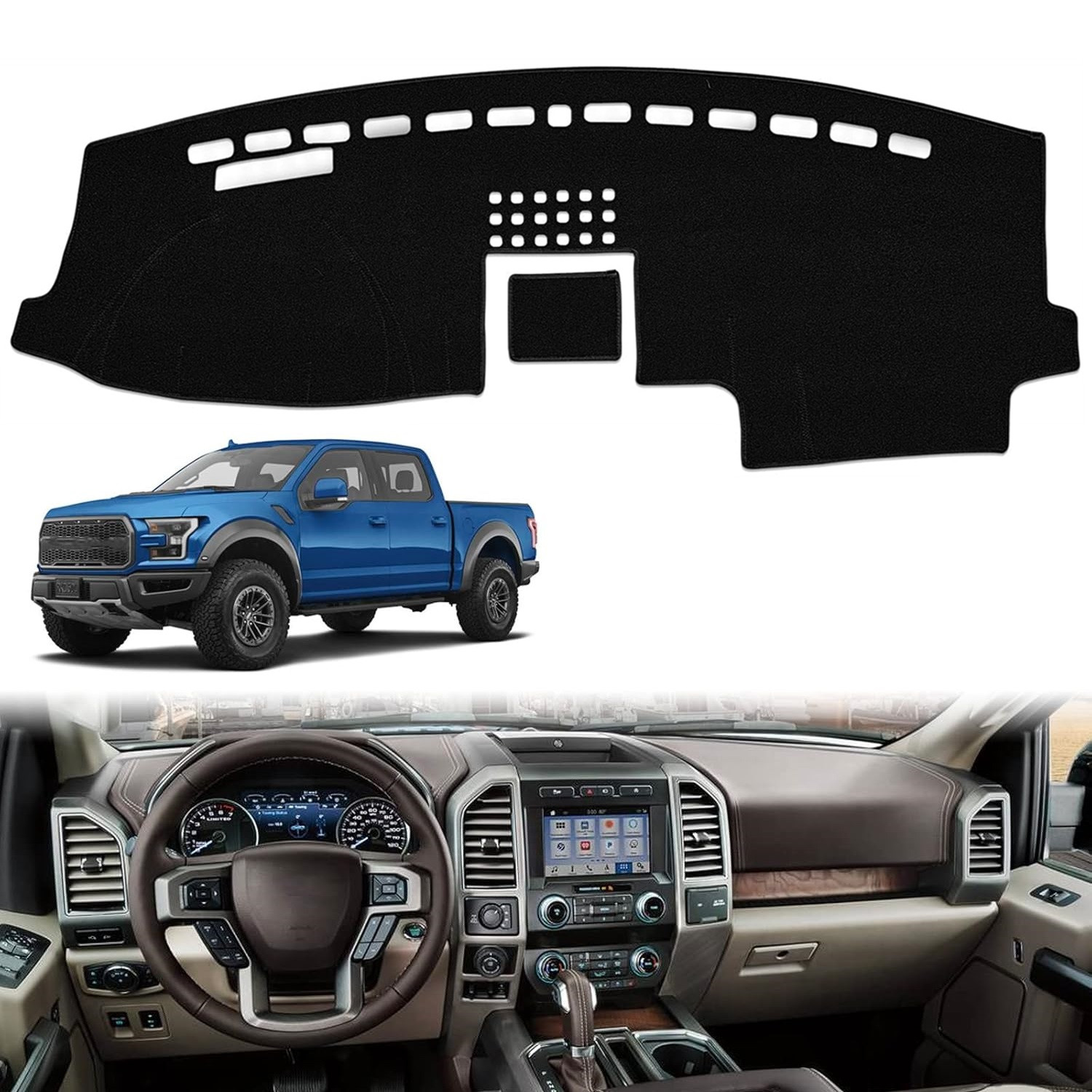 Dashboard Cover Dashmat Dash Anti-UV Mat Pad Protector For Ford F-150 2015-2020