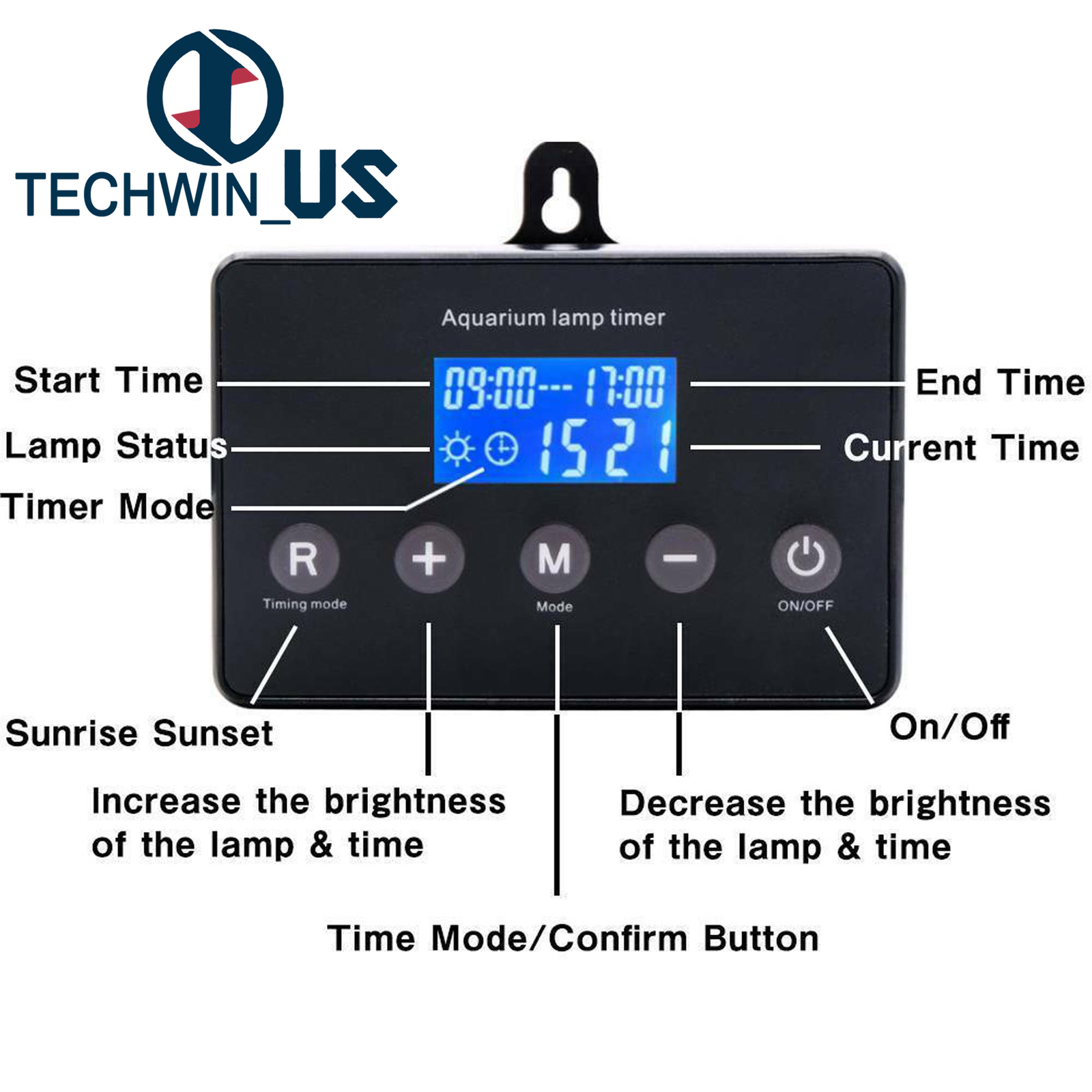 Aquarium LED Intelligent Light Controller Dimmer Timer Modulator for Fish Tank