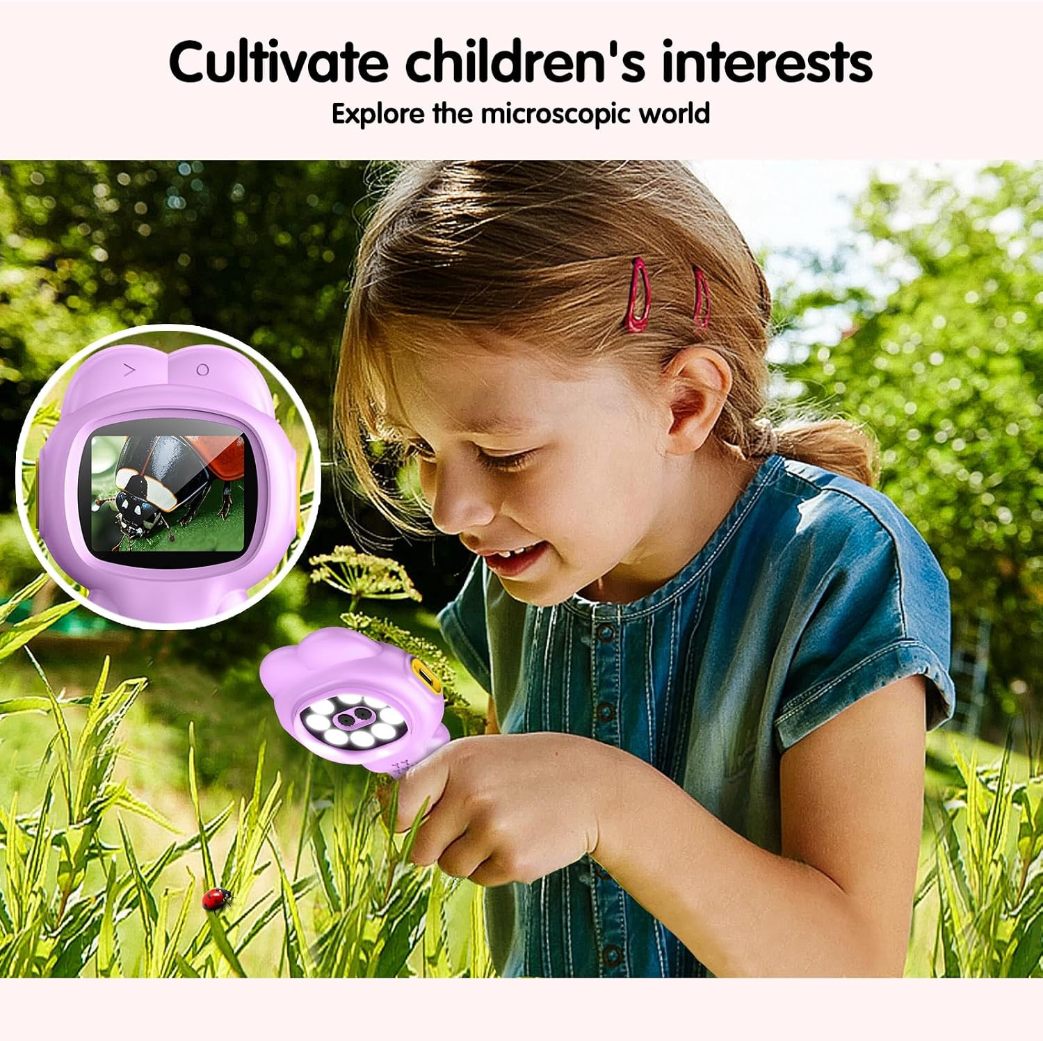 Microscope for Kids, Mini Portable Handheld Microscope with 500X Magnification,