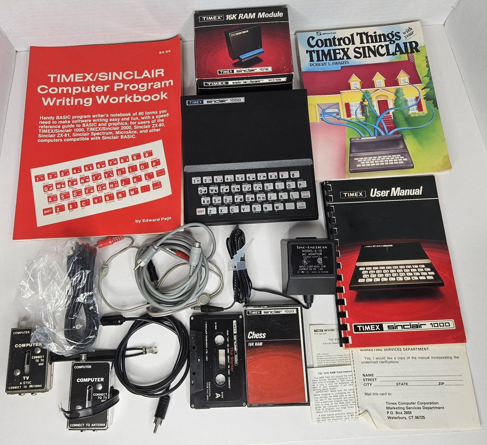 Timex Sinclair 1000 Bundle 16K RAM Tapes Books Untested 1982 PC