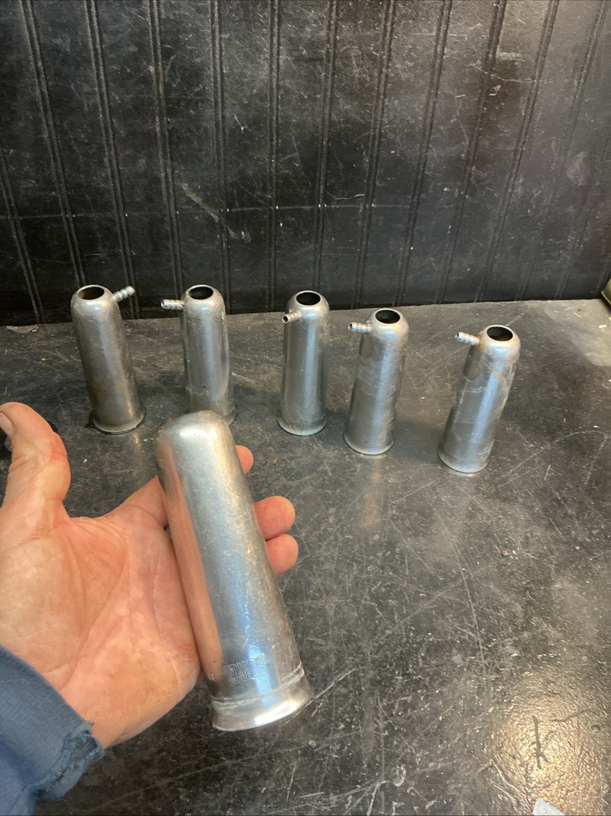 SURGE Lot of 6 Stainless Steel Teat Milk Cups Cow Goat Sheep Babson Bros Shells