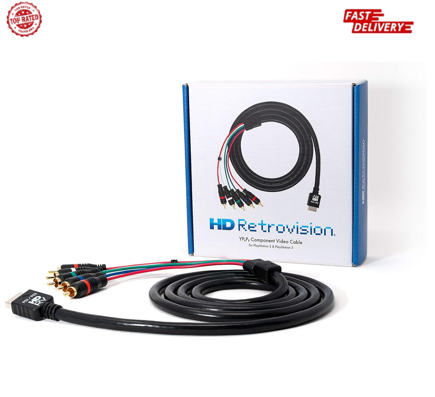 HD Retrovision Premium YPbPr Component Video Cable for PlayStation 2/3 (PS2/PS3)