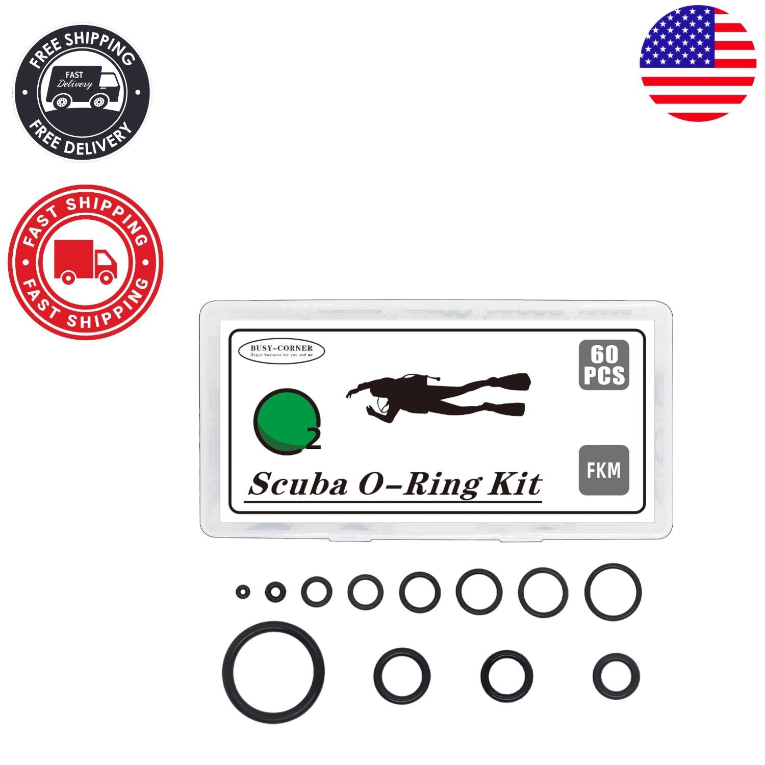 High-Quality 60PCS FKM O-Ring Set for Scuba Diving: Reliable & Durable Solutions