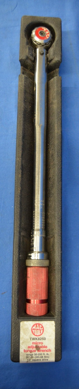 Mac Tools TWK8250 Heavy Duty USA Made 1/2" Drive Micrometer-Style Torque Wrench