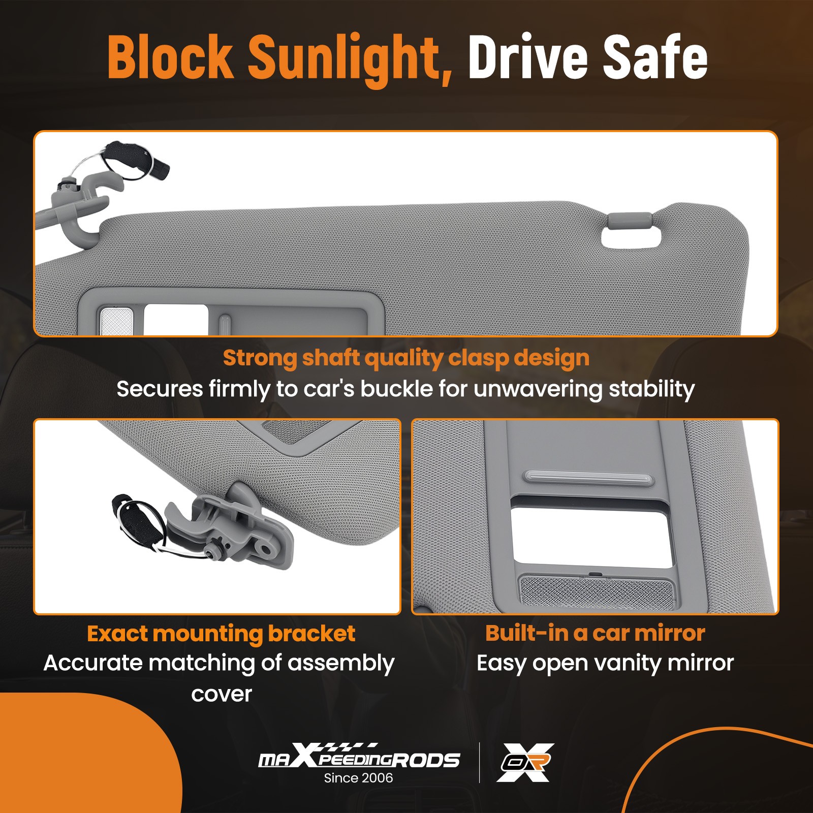 Driver Side Sun Visor with Light for Mazda CX-9 3.7L 2010-2015 TDY1-69-320