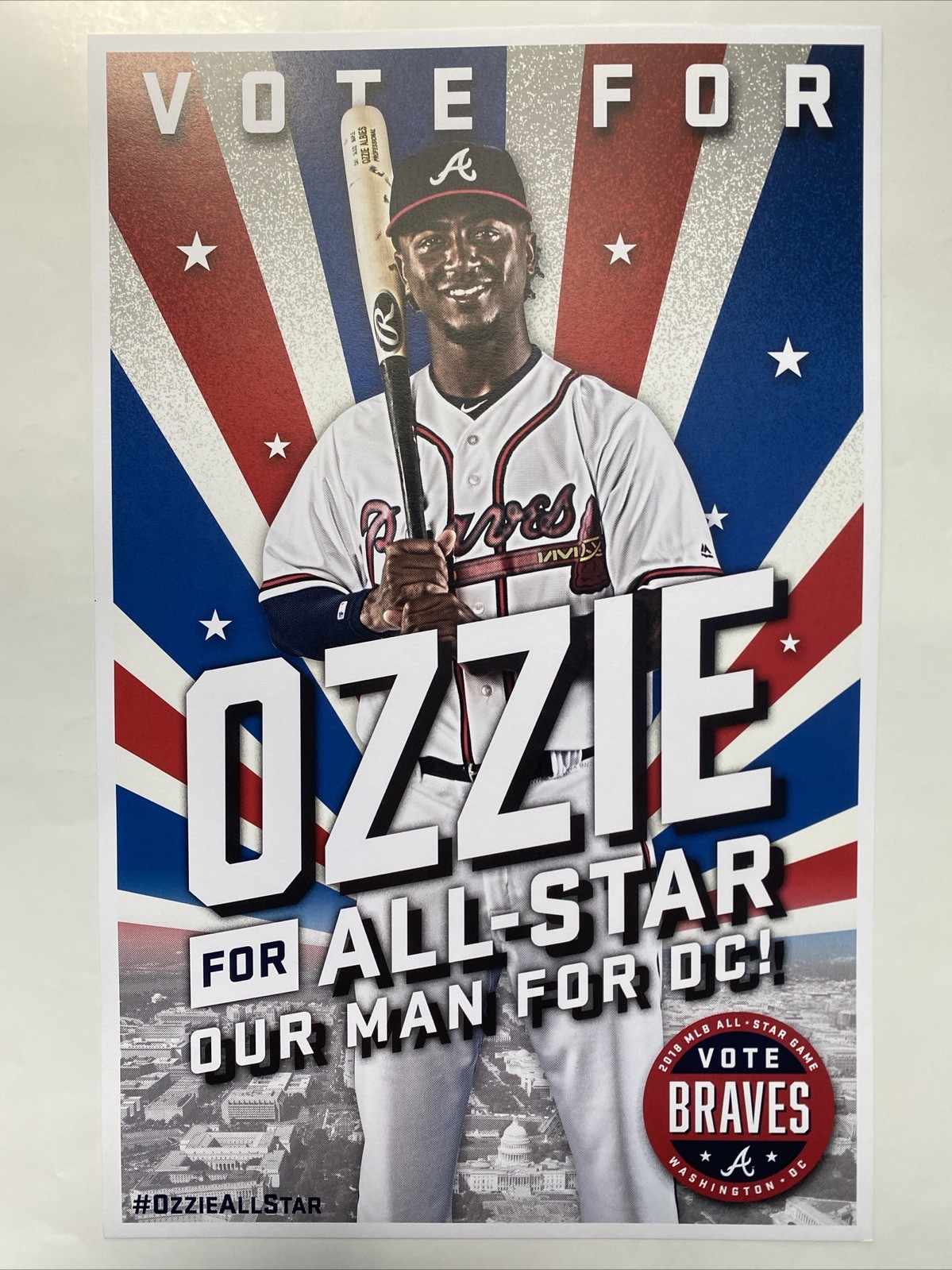 OZZIE ALBIES Atlanta Braves Baseball 2018 ASG Poster MLB All Star Game Vote Rare