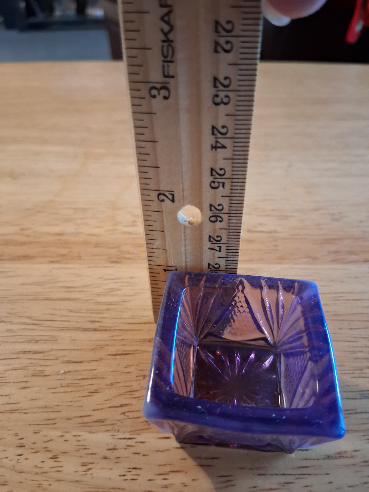 Vintage Square Clear Purple Glass Open Salts Cellars
