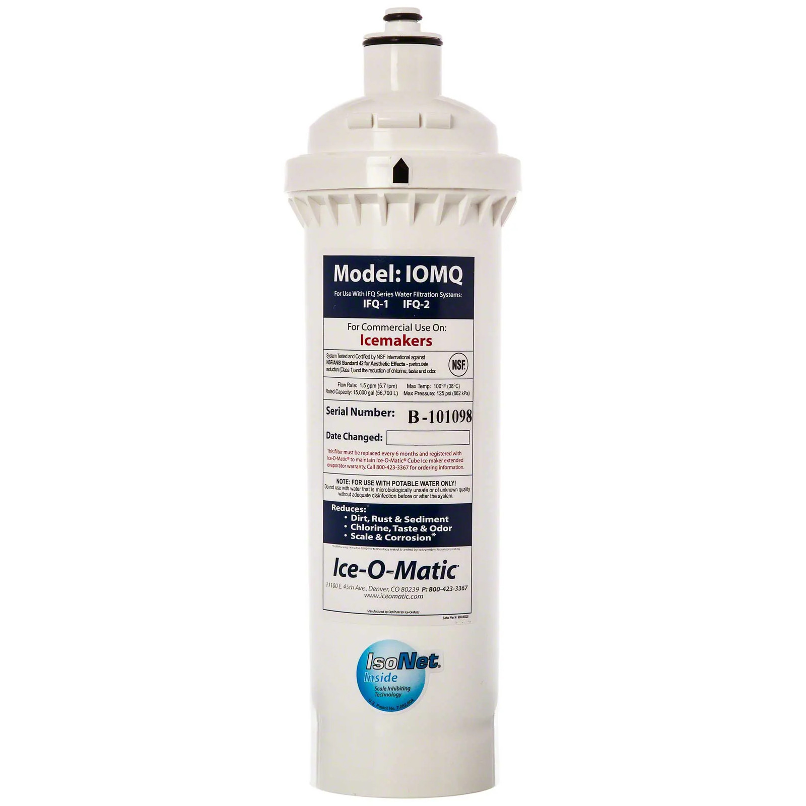 Ice-O-Matic IOMQ IOMQ Water Filter Replacement Cartridge for IFQ1 & IFQ2