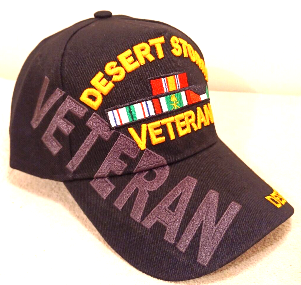 DESERT STORM VETERAN MILITARY CAP HAT BLACK WITH SHADOW