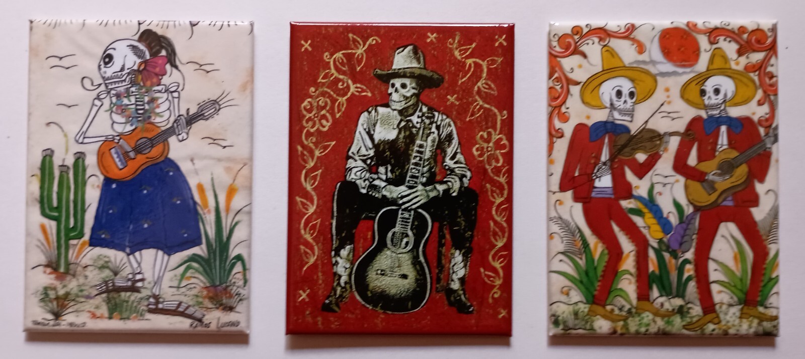 Magnets, Set of 3 Pcs, Asst Only, Day of the Dead, All Musicians, 3.5" x 2.5"