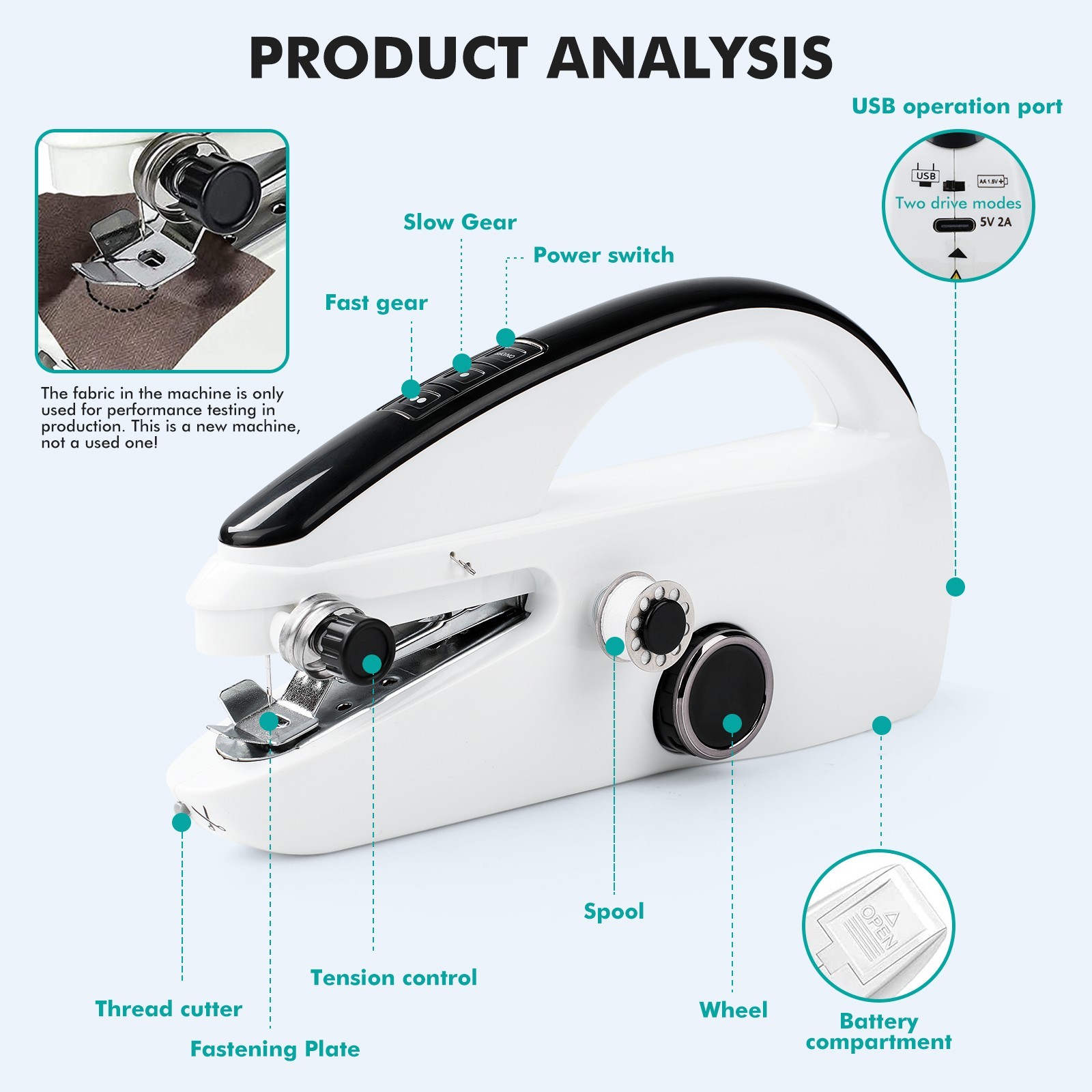 Upgraded Handheld Sewing Machine Heavy Duty Portable Electric Stitch Tool Type-C