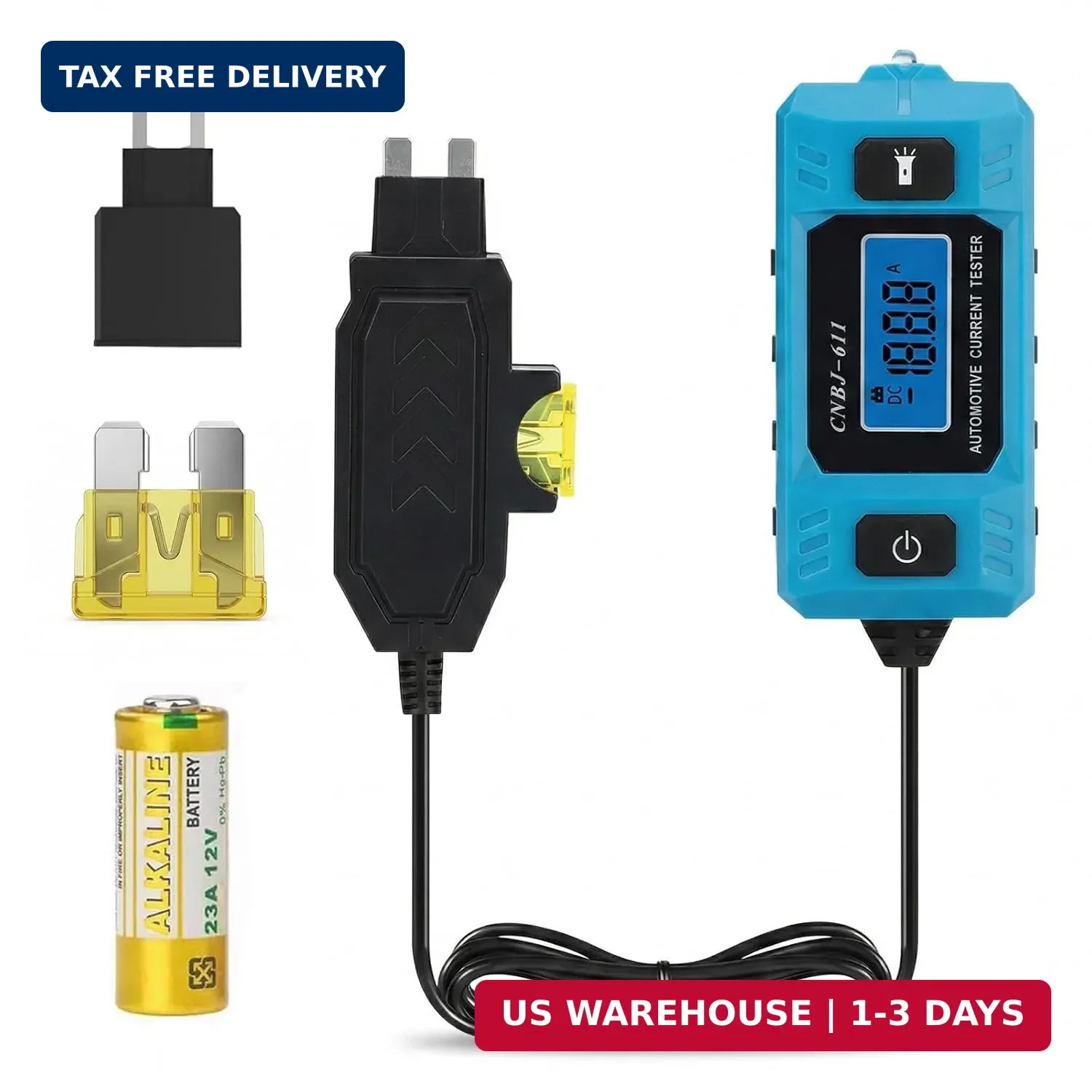 Automotive Circuit Fault Probe Tester, 20A 48V Parasitic Draw Tester for Car Fus