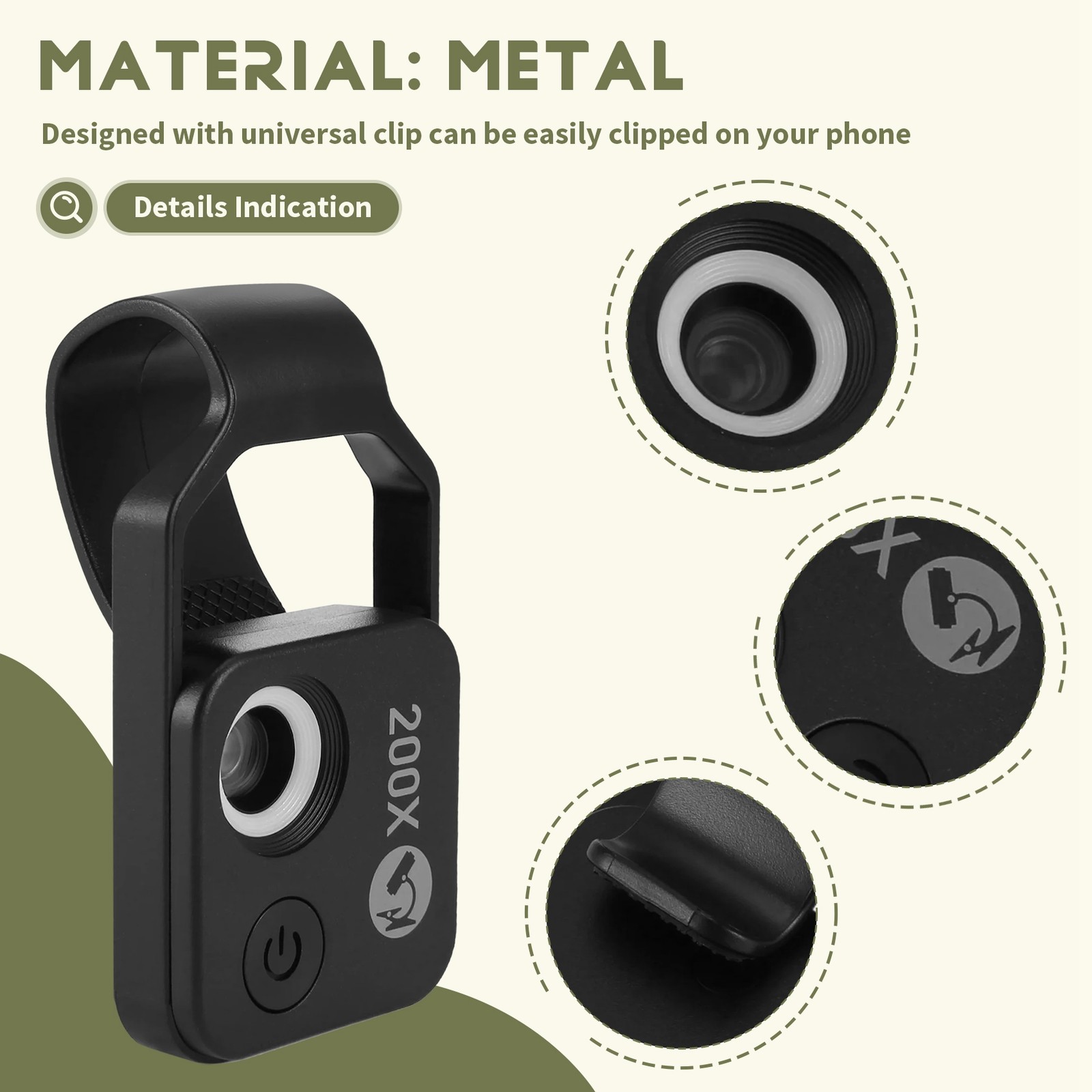 200X Cell Phone Microscope Accessory with Window Microscope, Portable 4190