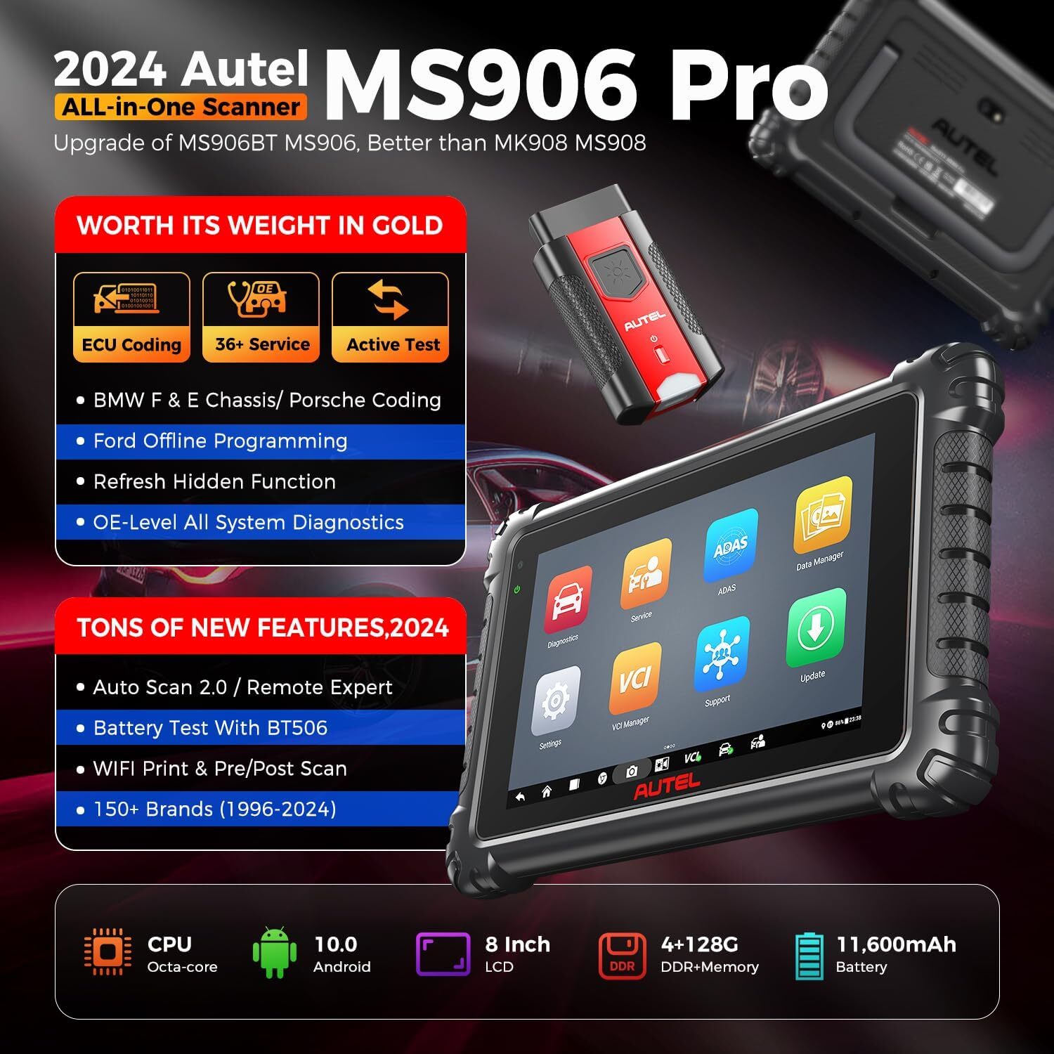 2026 Autel MaxiSYS MS906 Pro ECU Coding Full System Diagnostic Scanner MK906 PRO