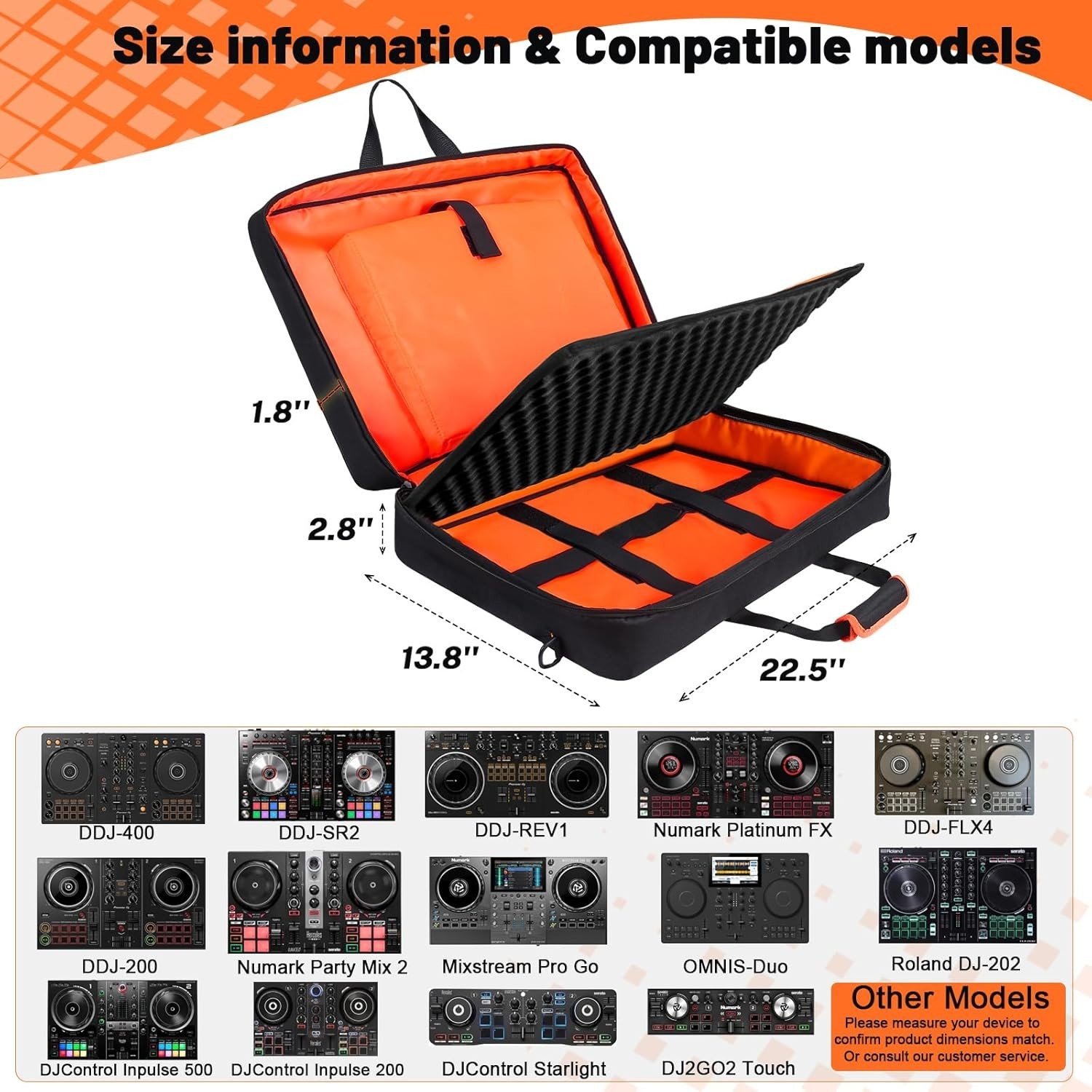 DJ Controller Case for DDJ-FLX4/ 200/400/SR2/REV1 Numark Party Mix 2/ Numark FX