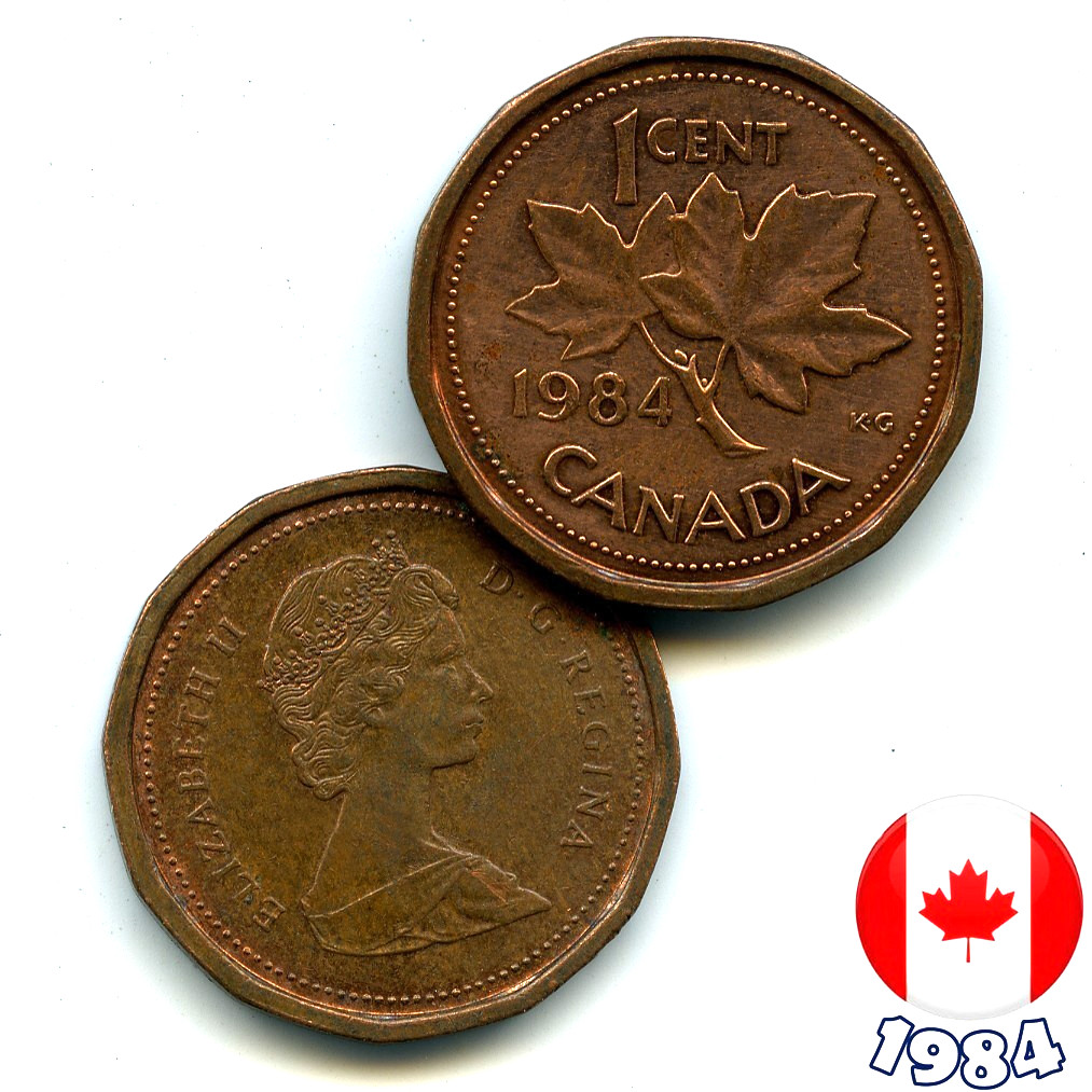 A Canadian 1984  1 Cent Penny Coin Elizabeth II Maple Leaf - Circulated