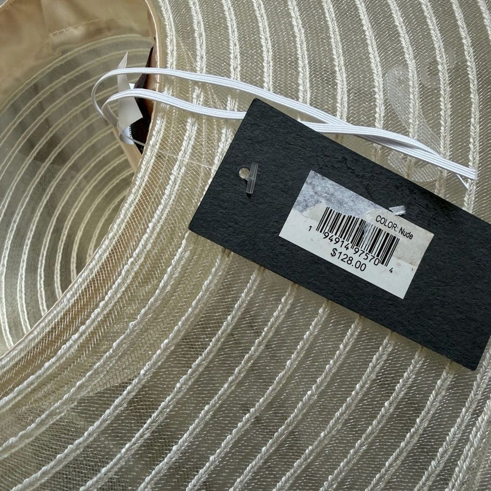Bellisima Elegant Cream Derby Sun Hat with Bow Adjustable NWT