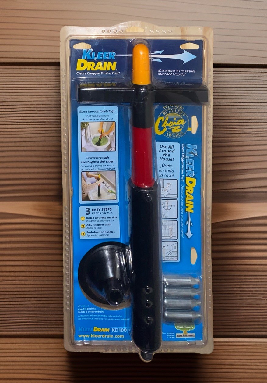 Kleer Drain KD100 Heavy Duty Toilet Plunger For Clogged Drains Fast NEW Unopened