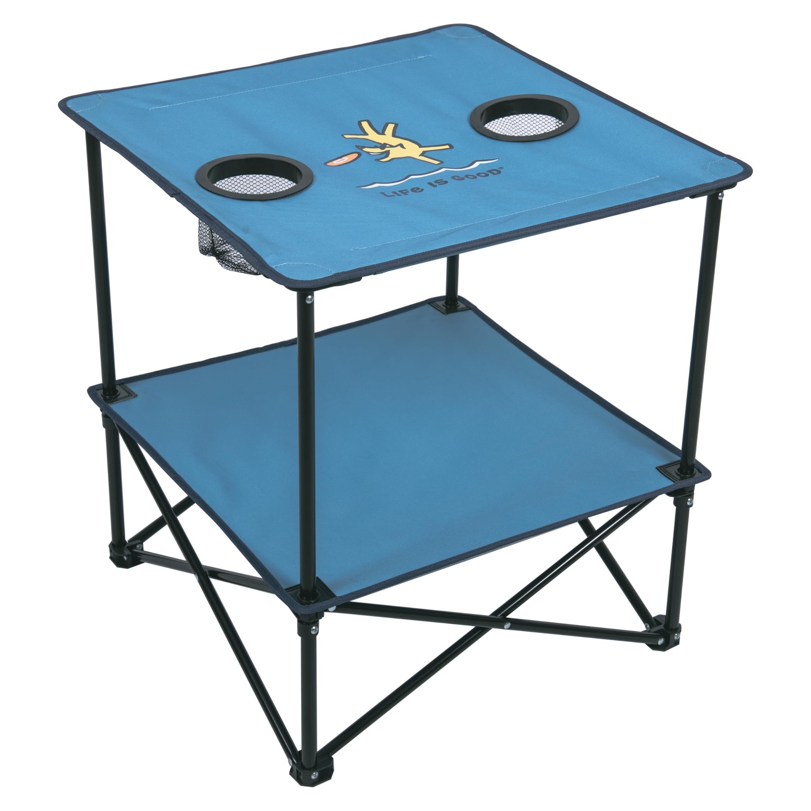 22” Square Compact Outdoor Folding Table with Cup Holders and Carry Bag for B...