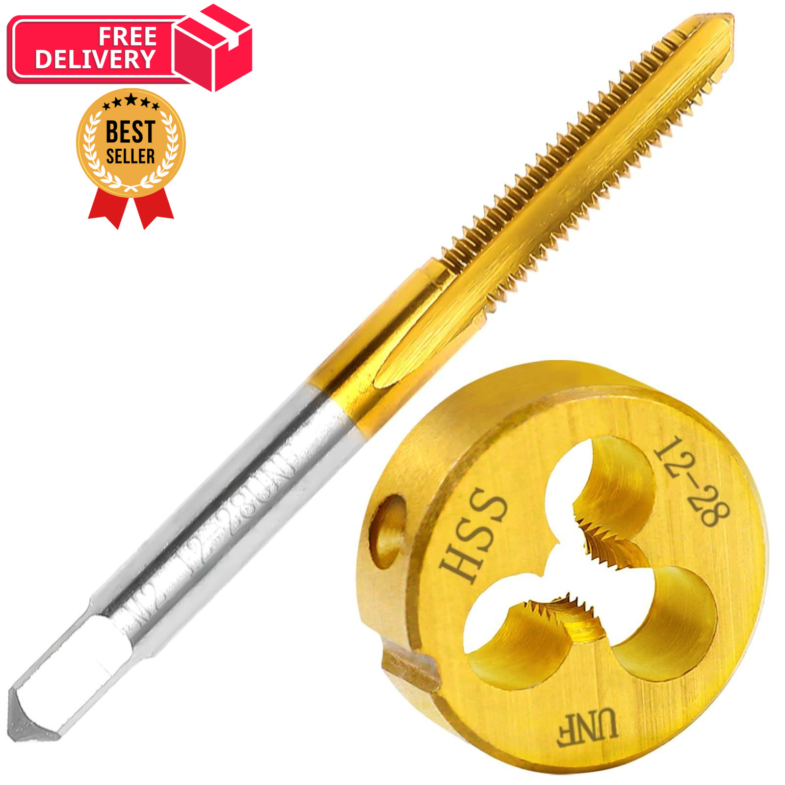 SMJXTOP 12-28 UNF Tap and Die Set Right Hand,12-28 M2 HSS Machine 12-28UNF